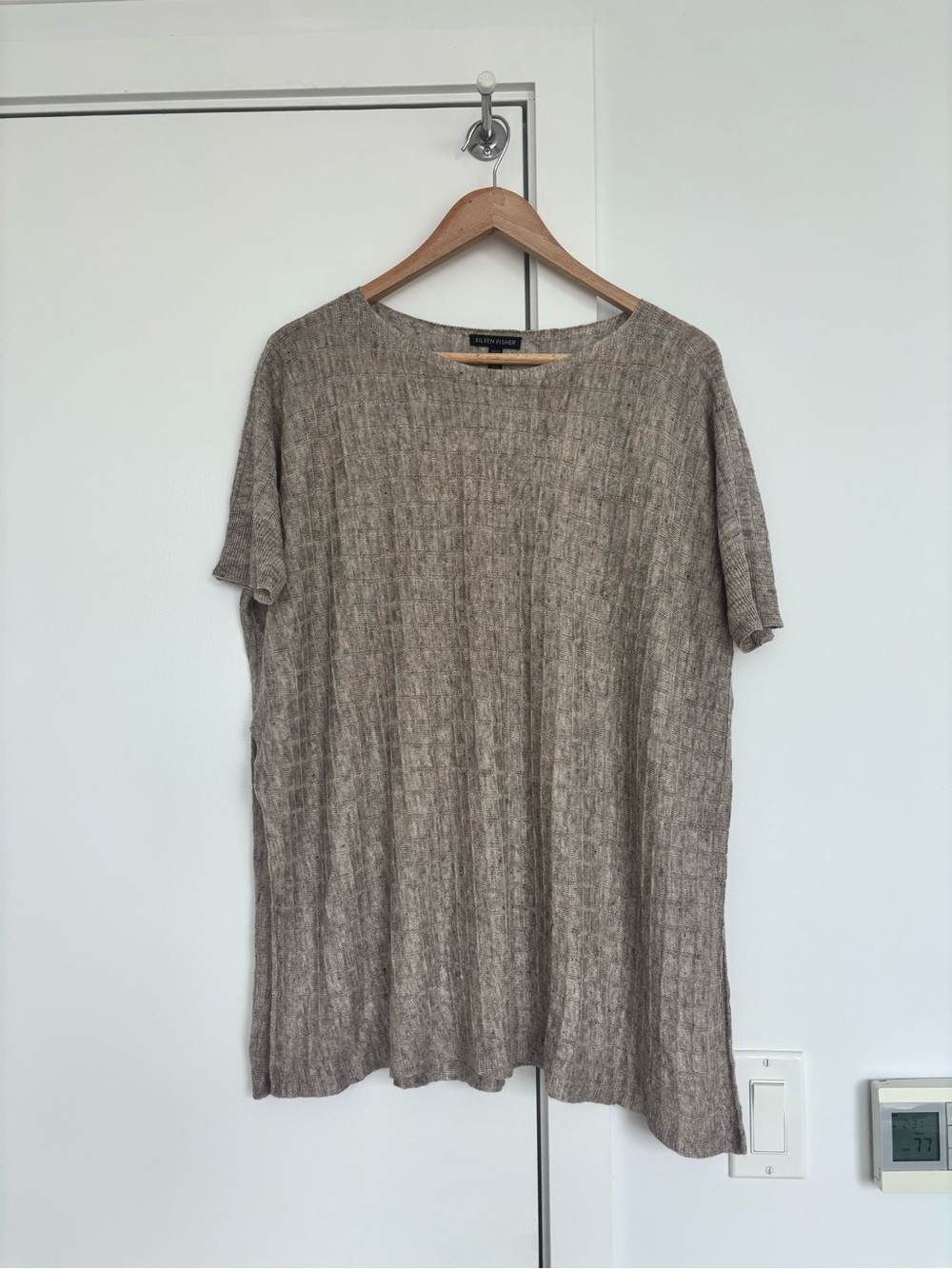 Eileen Fisher Italian Yarn Waffle Knit Tunic | Size XXS/XS—Fits XL | Oatmeal